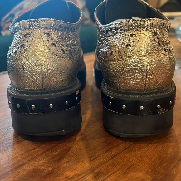 Michele Lopriore metallic gold leather/calf hair lace up oxfords, size 38/7.5! - Picture 4 of 12